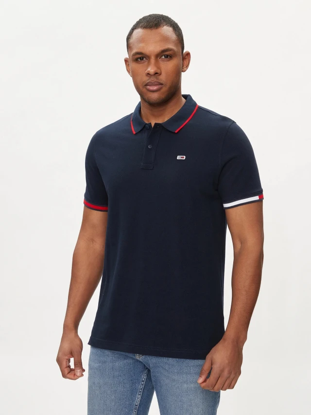 Tommy Hilfiger Tjm Reg Flag Cuffs Polo Ανδρικη Μπλουζα Polo Μπλε
