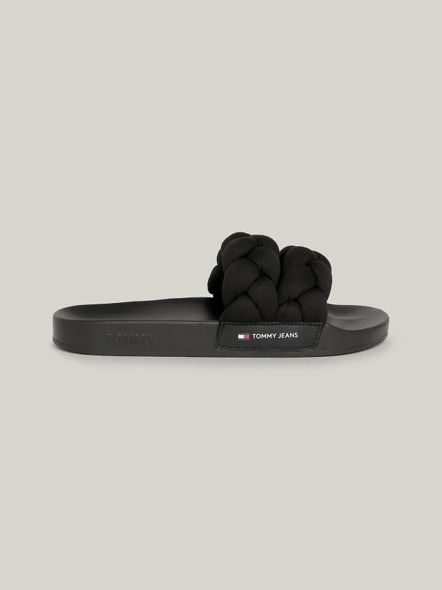 Tommy Hilfiger Tjw Braided Slide Γυναικείες Σαγιονάρες Μαύρες