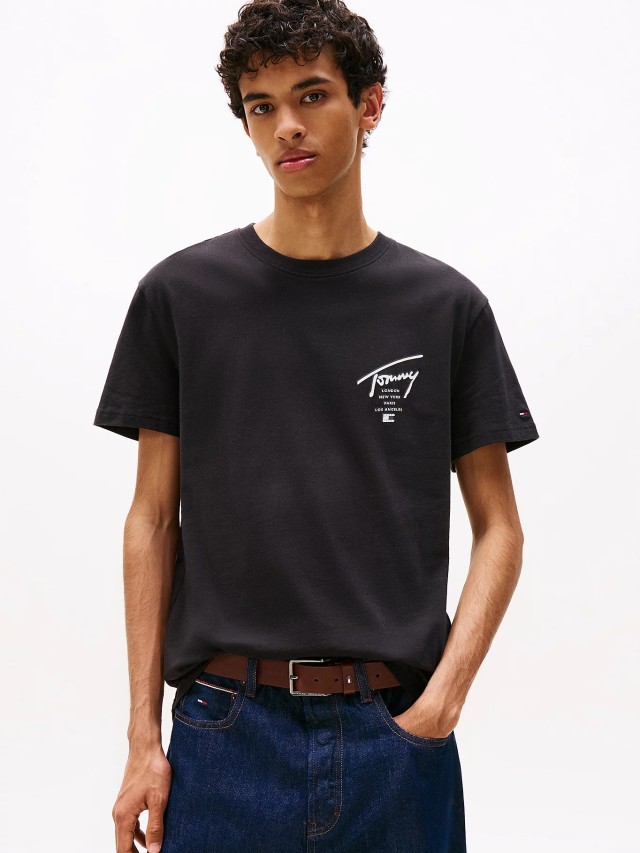 Tommy Hilfiger Tjm Reg Sign City Tee Ext Ανδρική Μπλούζα Μαύρη