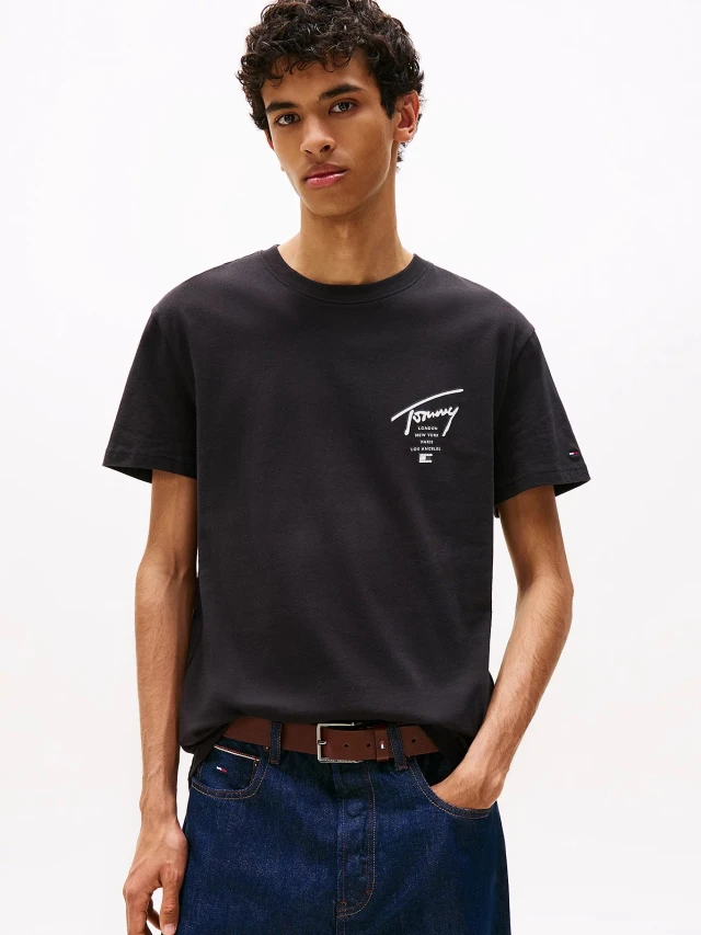 Tommy Hilfiger Tjm Reg Sign City Tee Ext Ανδρική Μπλούζα Μαύρη