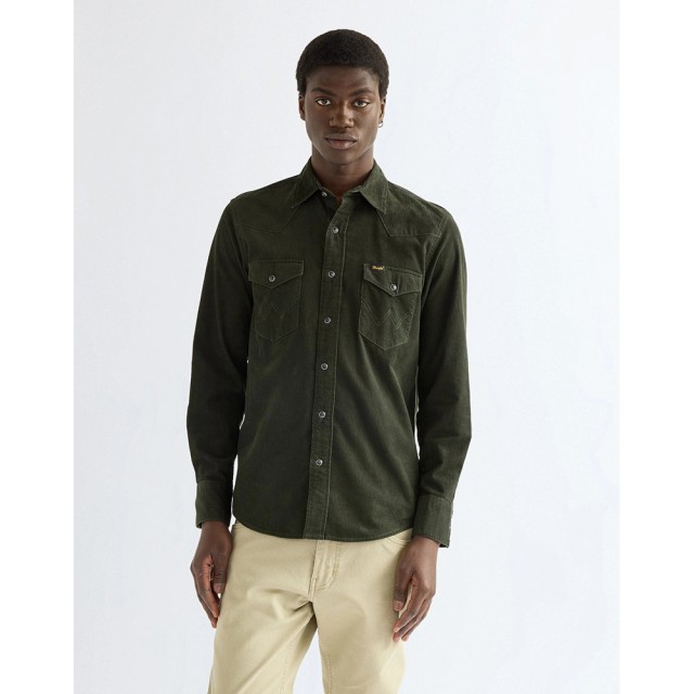 Wrangler Western Shirt Rosin Ανδρικό Πουκάμισο Κοτλε Πράσινο