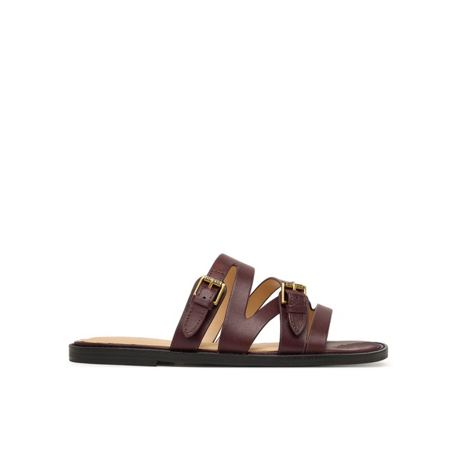 Guess Grayden Γυναικεία Δερμάτινα Πέδιλα Μπορντό