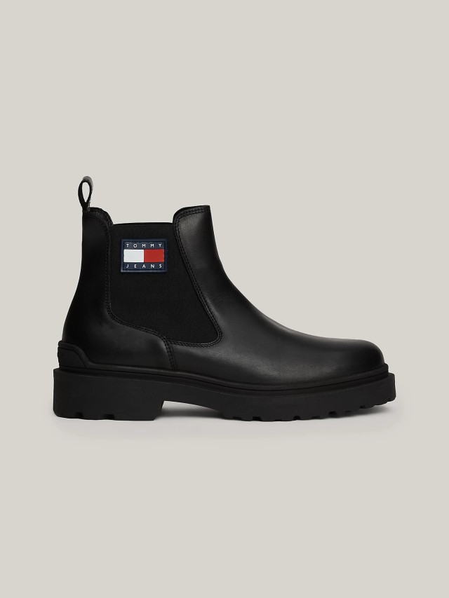 Tommy Hilfiger Tjm Leather Chelsea Boot Ανδρικά Μποτάκια Μαύρα