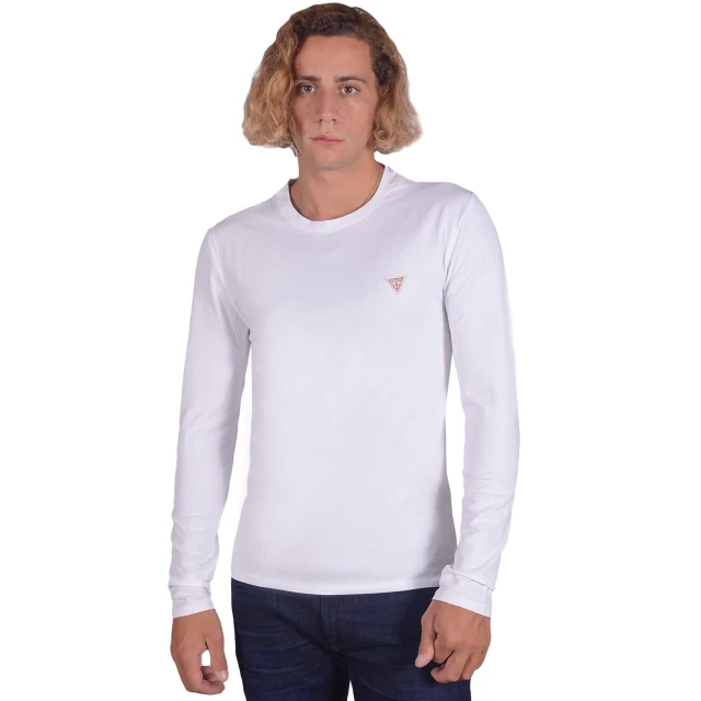 Guess Cn Ls Core Tee Ανδρικh Μπλουζα Λευκη
