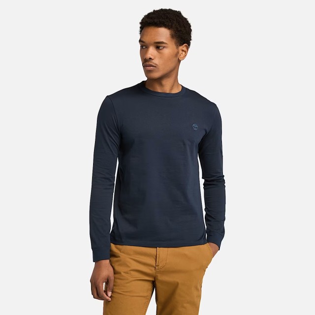Timberland Dunstan River Long Sleeve Tee Dark Sapphire/Dark Denim Ανδρική Μπλούζα Μπλε