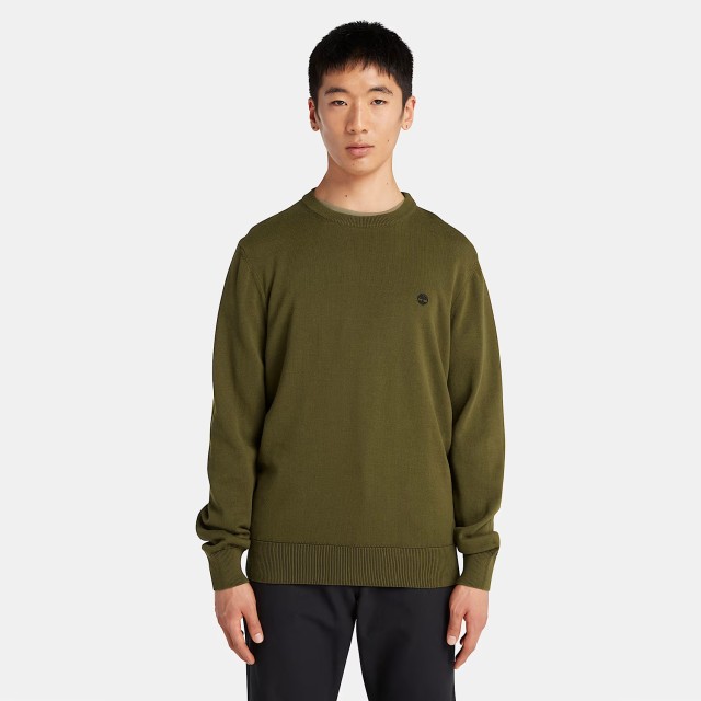 Timberland Williams River Cotton Yd Sweater Dark Olive Ανδρικό Πλεκτό Λαδί