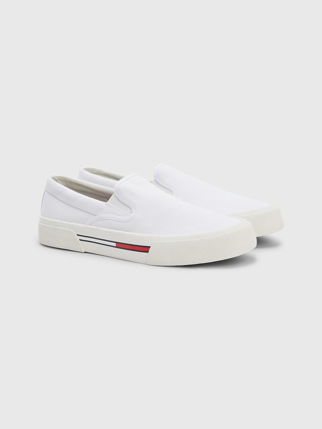 Tommy Hilfiger Tommy Jeans Slip On Canvas Color Ανδρικά Sneakers Λευκά