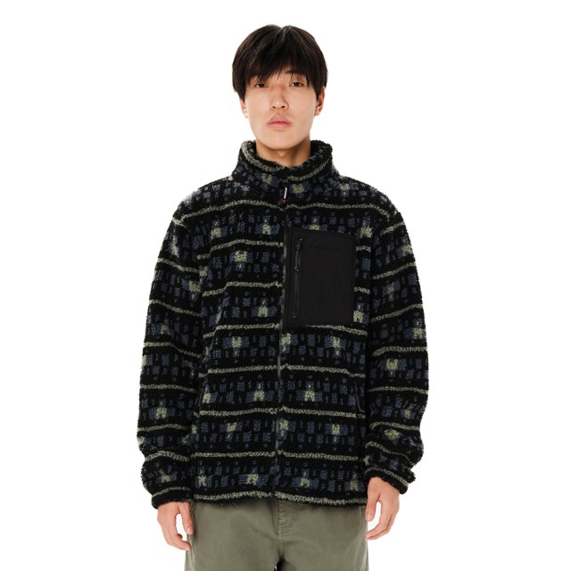 Emerson Mens Full Zip Sherpa Ανδρική Ζακέτα Fleece Μαύρο