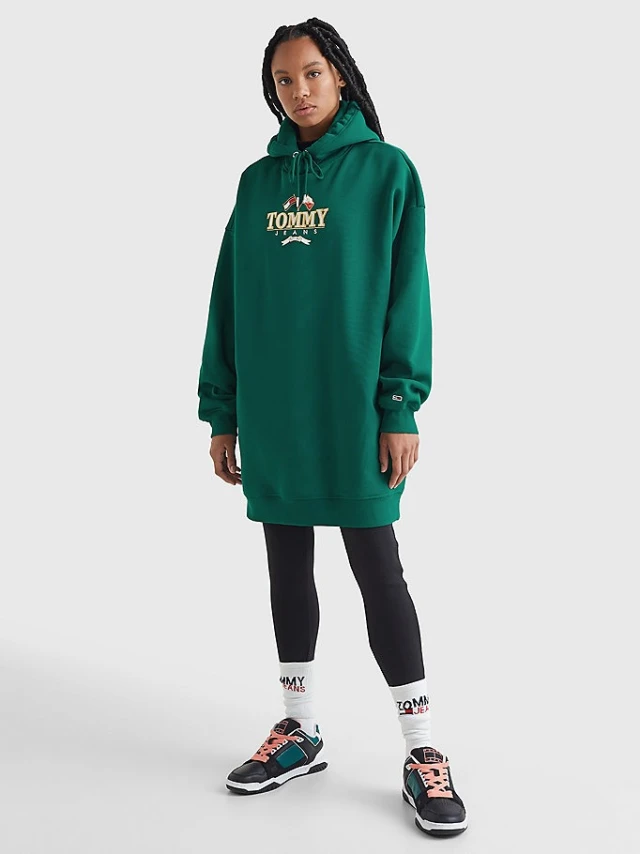 Tommy Hilfiger Tjw Mdrn Prp 1 Hoodie Dress Γυναικειο Φορεμα Πρασινο