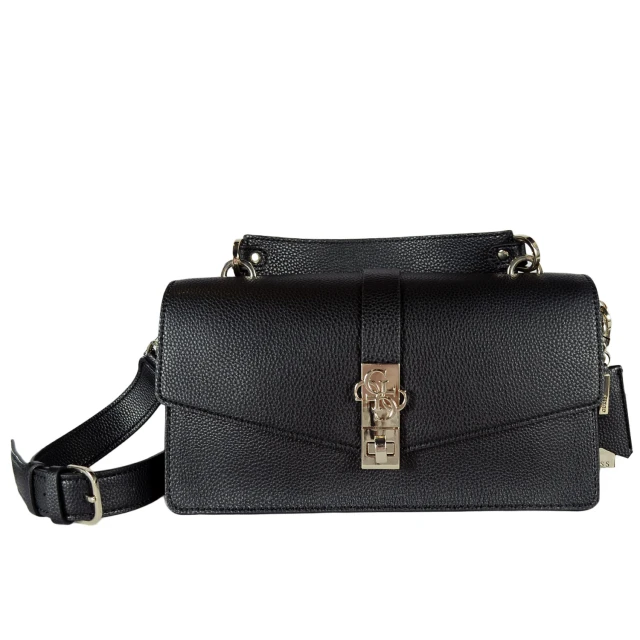 Guess Albury Top Handle Flap Γυναικεια Τσαντα Μαυρη