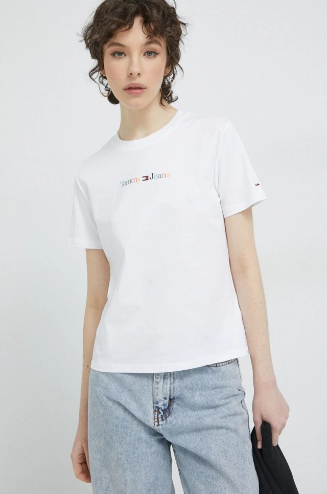 Tommy Hilfiger Tjw Reg Color Serif Linear Ss Γυναικεία Μπλούζα Λευκή