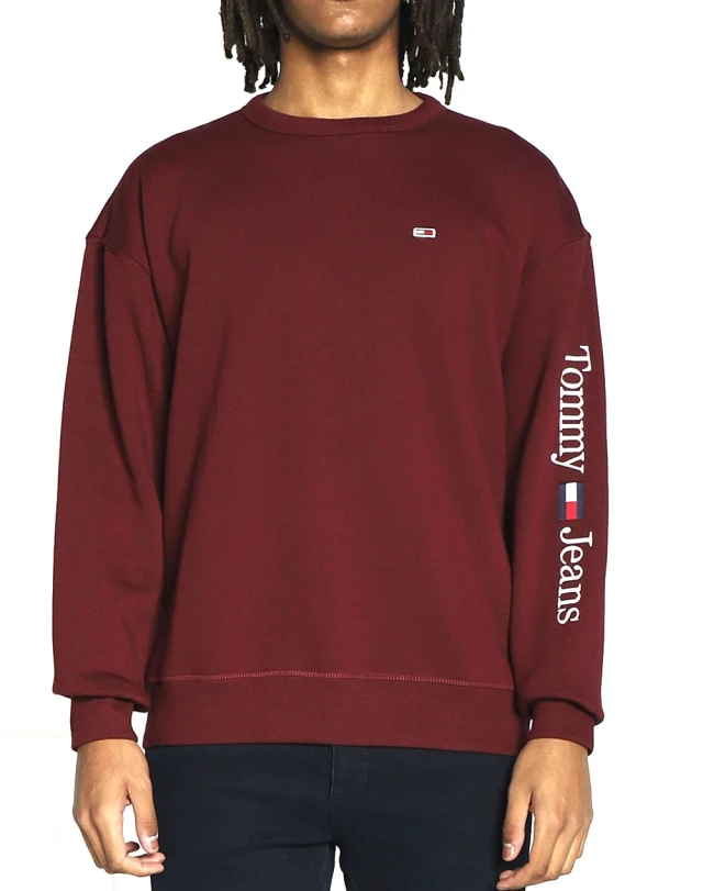 Tommy Hilfiger Tjm Reg Linear Placement Crew Ανδρικο Φουτερ Μπορντο