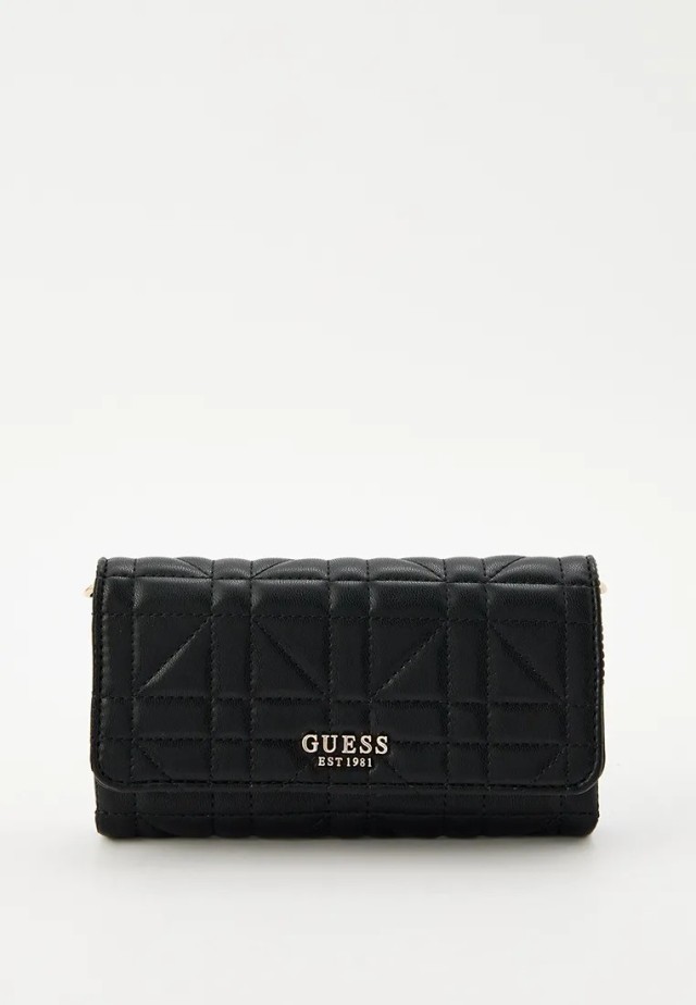 Guess Assia Crossbody Flap Organizer Γυναικεία Τσάντα Μαύρη