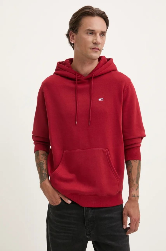 Tommy Hilfiger Tjm Reg S Flag Hoodie Ανδρικό Φούτερ Μπορντό