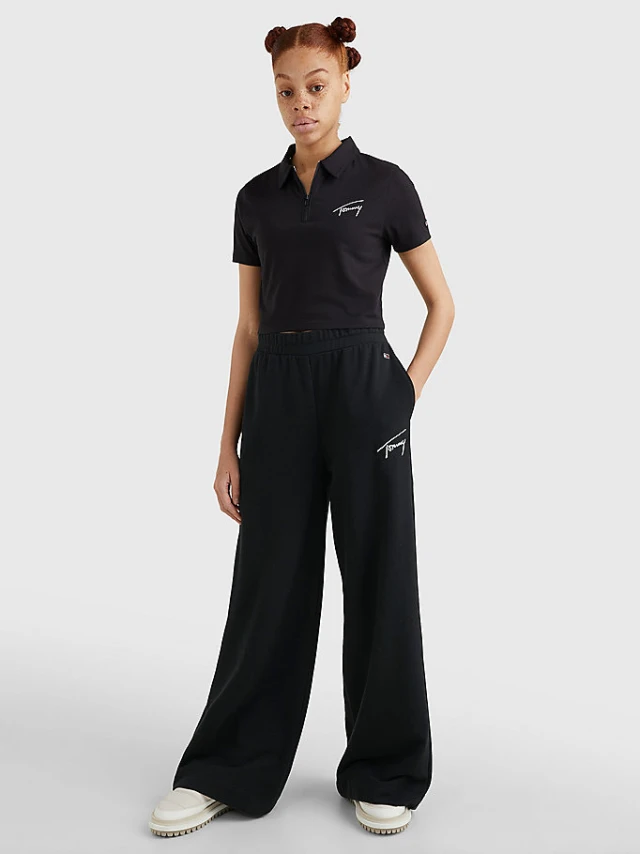 Tommy Hilfiger Tjw Signature A-Line Sweatpant Γυναικειο Παντελονι Φορμασ Μαυρο