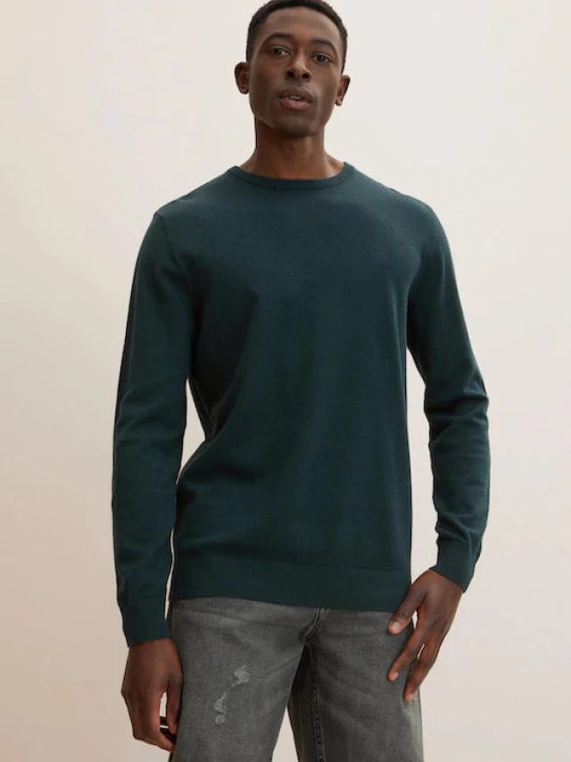 Tom Tailor Basic Crew Ανδρικο Πλεκτο Πρασινο