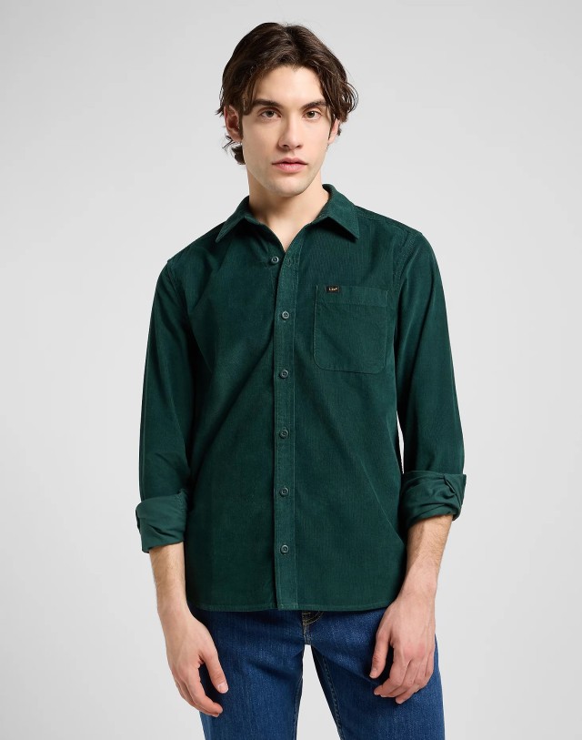 Lee Leesure Shirt Jade Forest Ανδρικό Πουκάμισο Κοτλέ Κυπαρισι