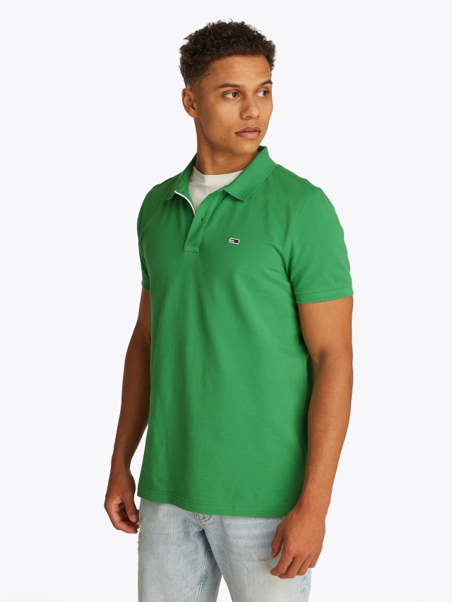 Tommy Hilfiger Tjm Slim Placket Polo Ext Ανδρική Μπλούζα Polo Πράσινη