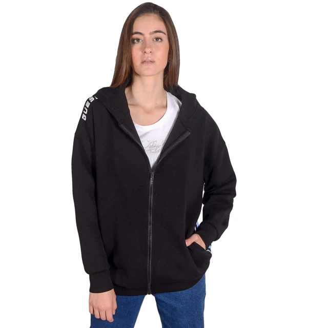 Guess Alaina Hooded Sweatshirt Γυναικεια Ζακετα Φουτερ Μαυρο