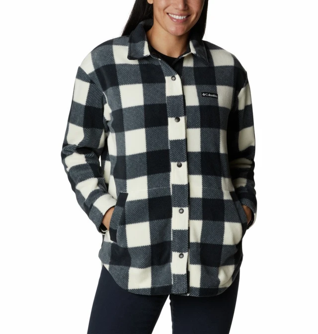 Columbia Benton Springs Shirt Jacket Γυναικειo Πουκάμισο Fleece Εκρού Πράσινο