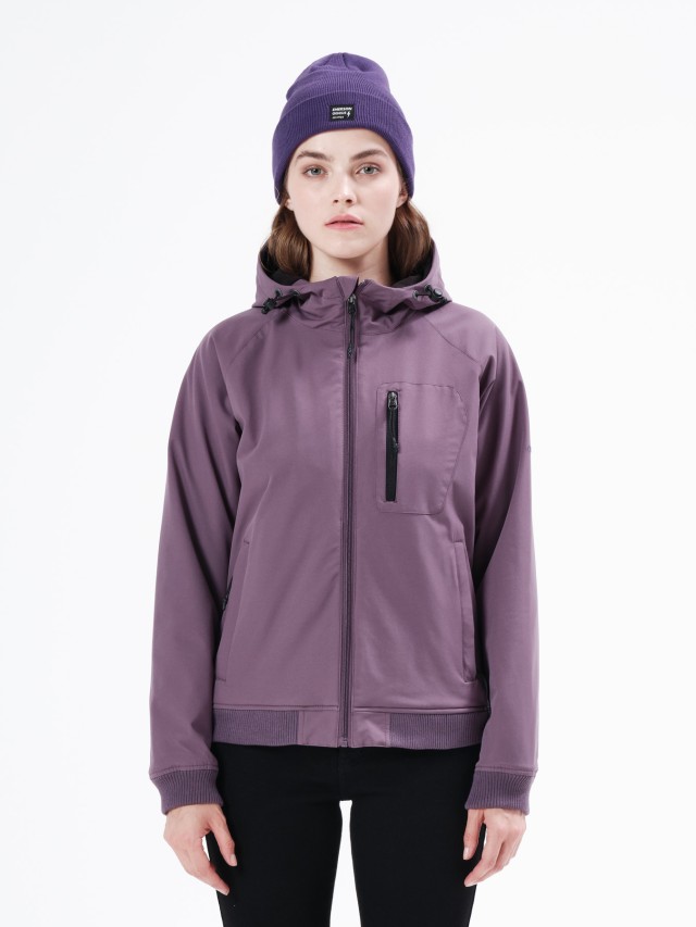 Emerson Womens Ribbed Jacket With Hood Γυναικειο Μπουφαν Μωβ