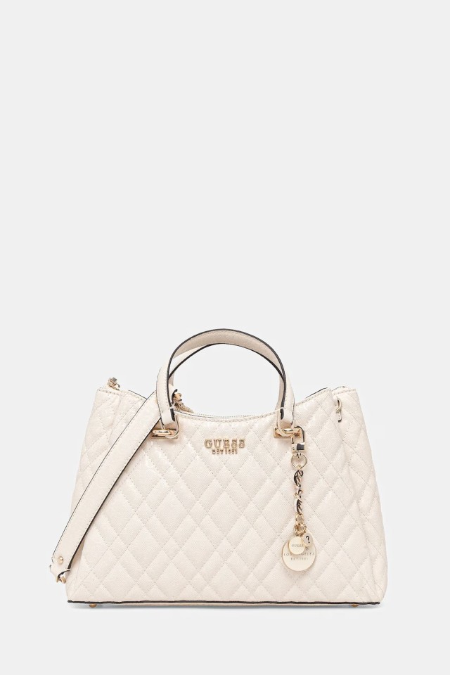Guess Isemay Gfriend Shldr Satchel Tote Γυναικεία Τσάντα Εκρού