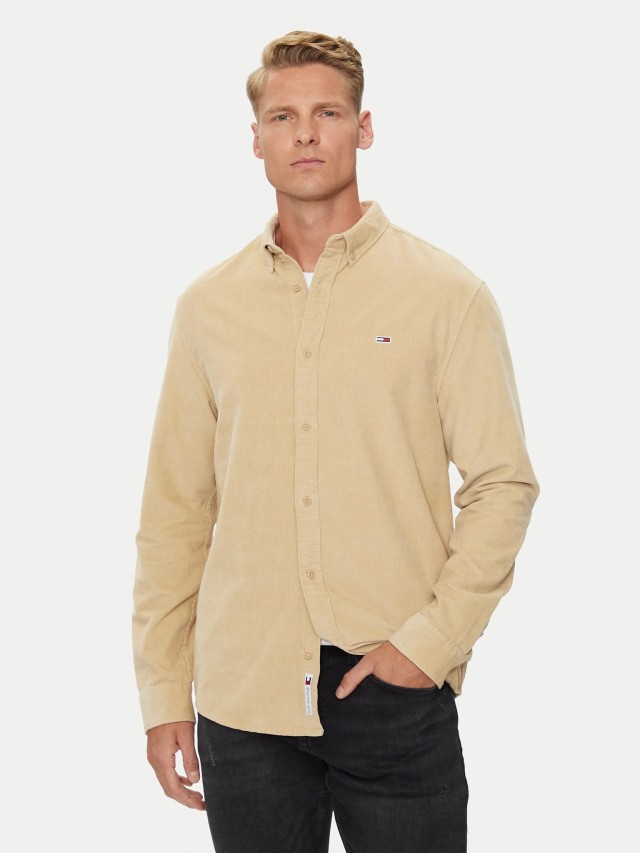 Tommy Hilfiger Tjm Reg Corduroy Shirt Ανδρικό Πουκάμισο Κοτλε Μπεζ