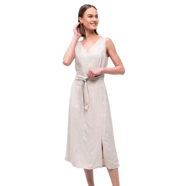 Tom Tailor 204 Linen Mix Wrap Dr Γυναικειο Φορεμα Μπεζ