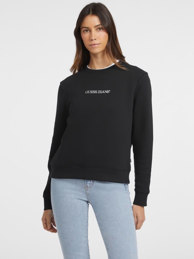 Guess Gj Cn Reg Logo Emb Sweat Γυναικείο Φούτερ Μαύρο