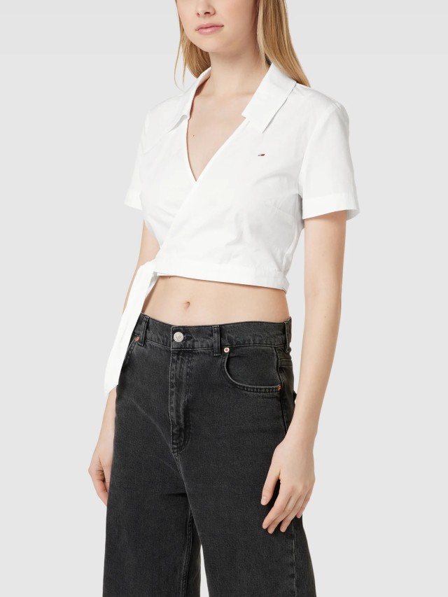 Tommy Hilfiger Tjw Poplin Ss Wrap Shirt Γυναικείο Πουκάμισο Λευκό
