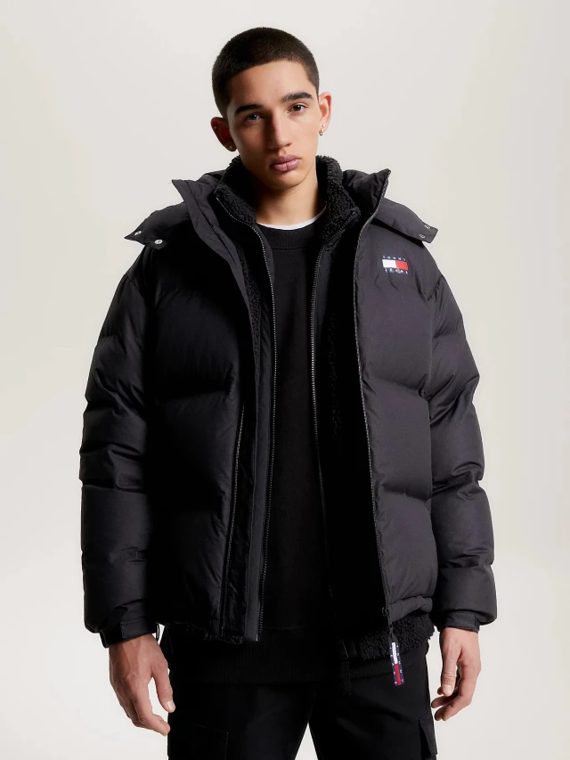 Tommy Hilfiger Tjm Alaska Protect Puffer Ανδρικο Μπουφαν Μαύρο