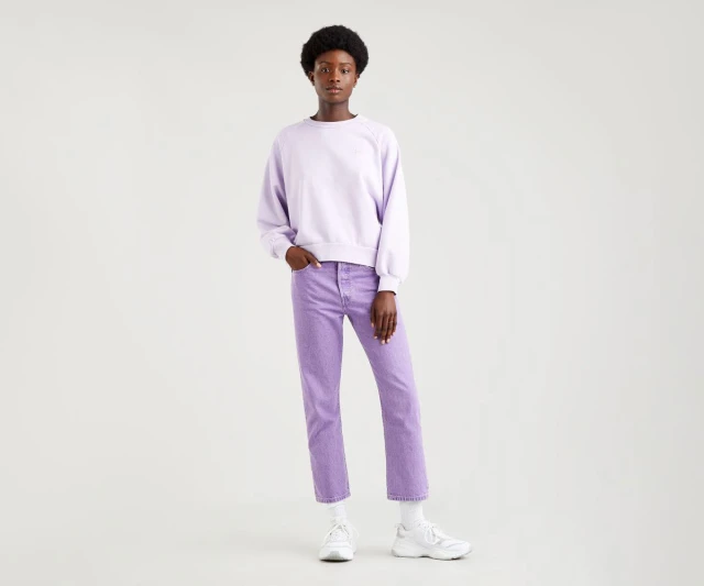 Levis 501 Crop Yd Botanical Lavender Γυναικειο Παντελονι Τζιν Μωβ