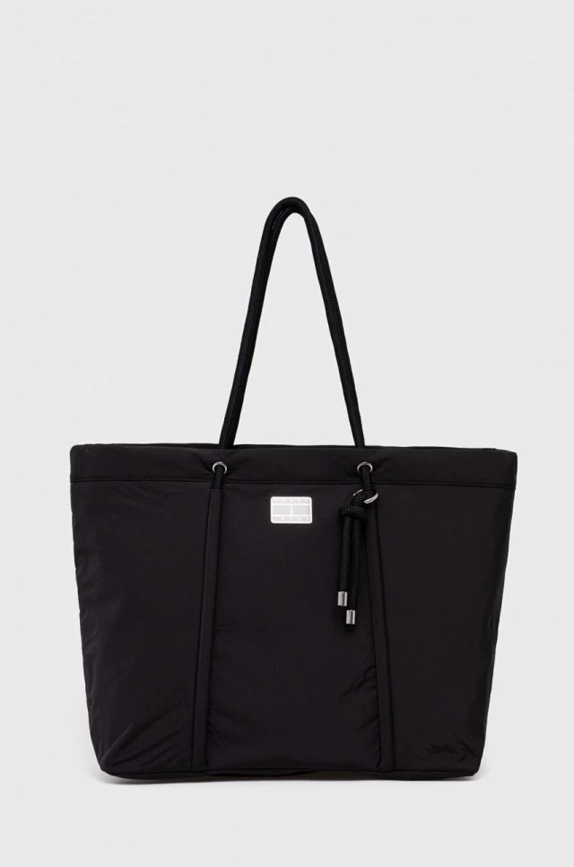 Tommy Hilfiger Tjw Beach Summer Tote Γυναικεία Τσάντα Μαύρη