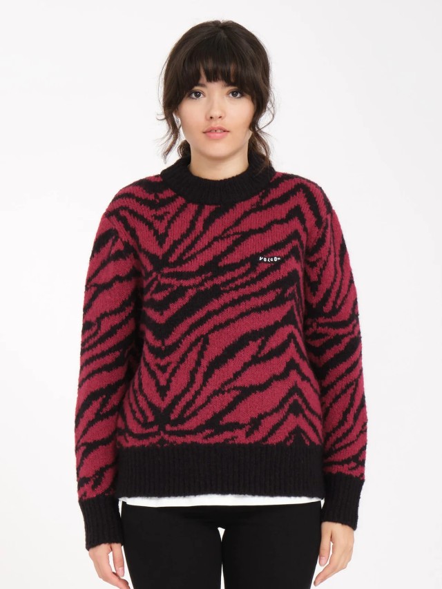 Volcom Fa Zebra Sweater Γυναικείο Πλεκτό Μπορντό