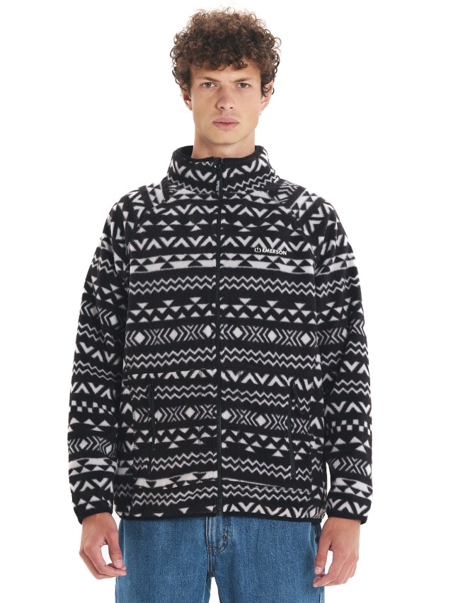 Emerson Mens Full Zip Fleece Ανδρική Ζακέτα Fleece Μαύρη-Ασπρη