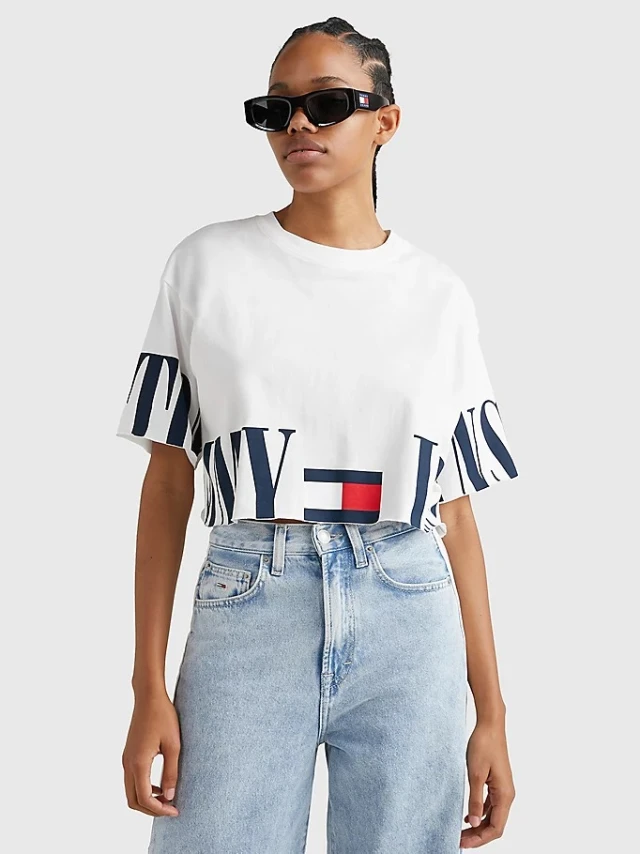 Tommy Hilfiger Tjw Ovr Crp Archive 2 Tee Γυναικεία Μπλούζα Λευκή