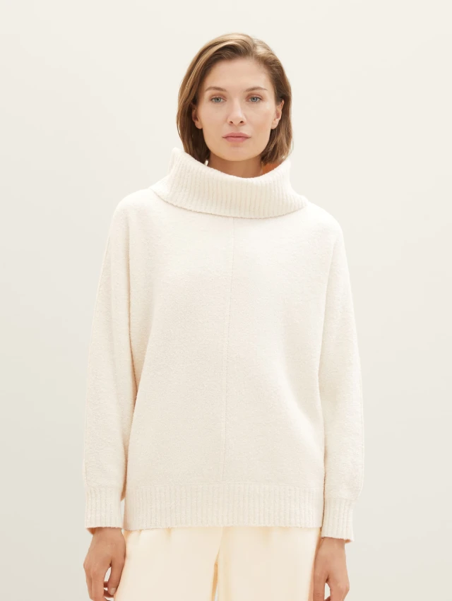 Tom Tailor Knit Boucle Batwi Γυναικείο Πλεκτό Εκρου