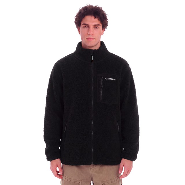 Emerson Mens Full Zip Sherpa Ανδρικη Ζακετα Fleece Μαύρο