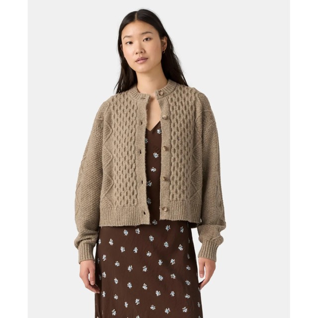 Levis Charlotte Crewneck Cardigan Neutrals Γυναικεία Ζακέτα Πλεκτή Μπεζ