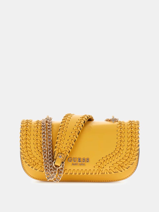 Guess Tatum Convertible Xbody Flap Γυναικεία Τσάντα Κίτρινο