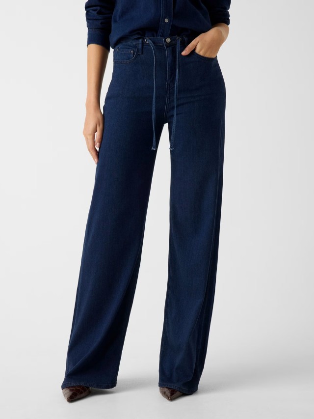 Guess Blossom Wide Leg Γυναικείο Παντελόνι Τζιν