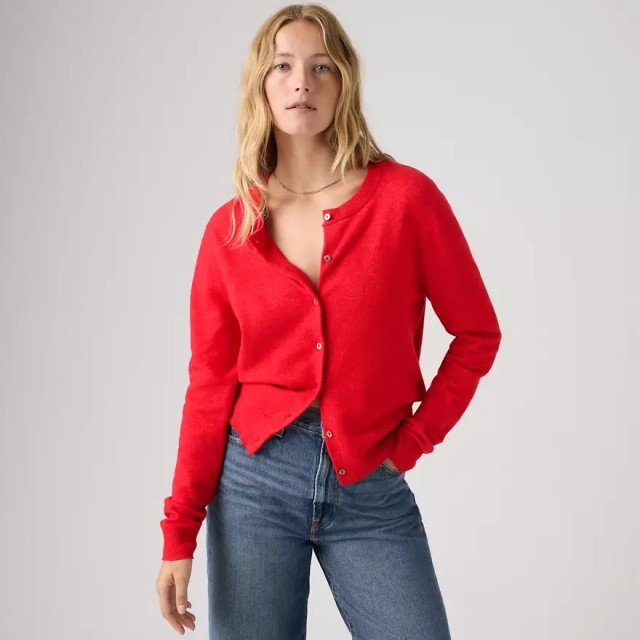 Levis Tara Super Soft Crewneck Cardi Reds Γυναικεία Πλεκτή Ζακέτα Κόκκινη