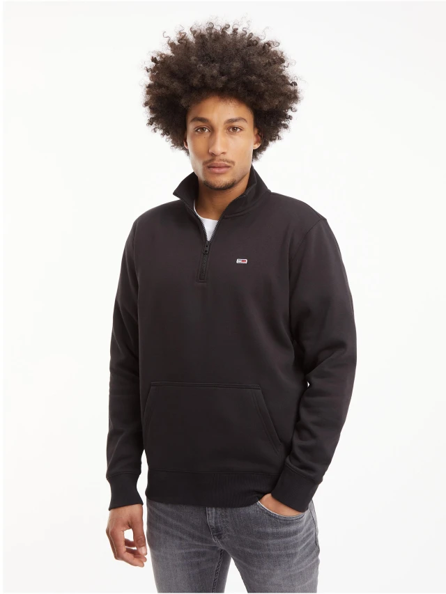 Tommy Hilfiger Tjm Regular Fleece Mock Neck Ανδρικο Φουτερ Μαυρο