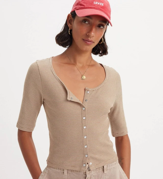Levis Dry Goods Waffle Top Browns Γυναικεία Μπλούζα Μπεζ