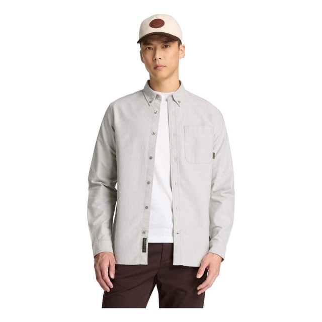 Timberland Lake Warner Solid Oxford Shirt Vintage Black Yd Ανδρικό Πουκάμισο Γκρι