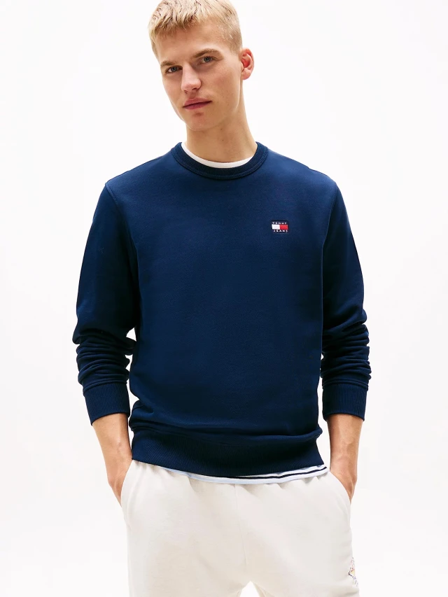 Tommy Hilfiger Tjm Reg Badge Crew Ext Ανδρικό Φούτερ Μπλε