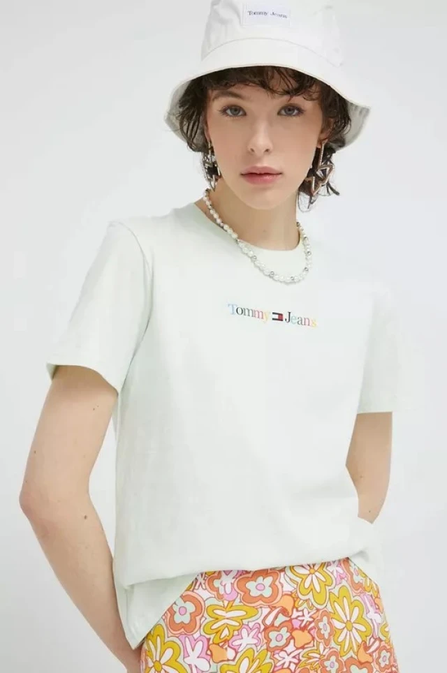 Tommy Hilfiger Tjw Reg Color Serif Linear Ss Γυναικεία Μπλούζα Βεραμαν