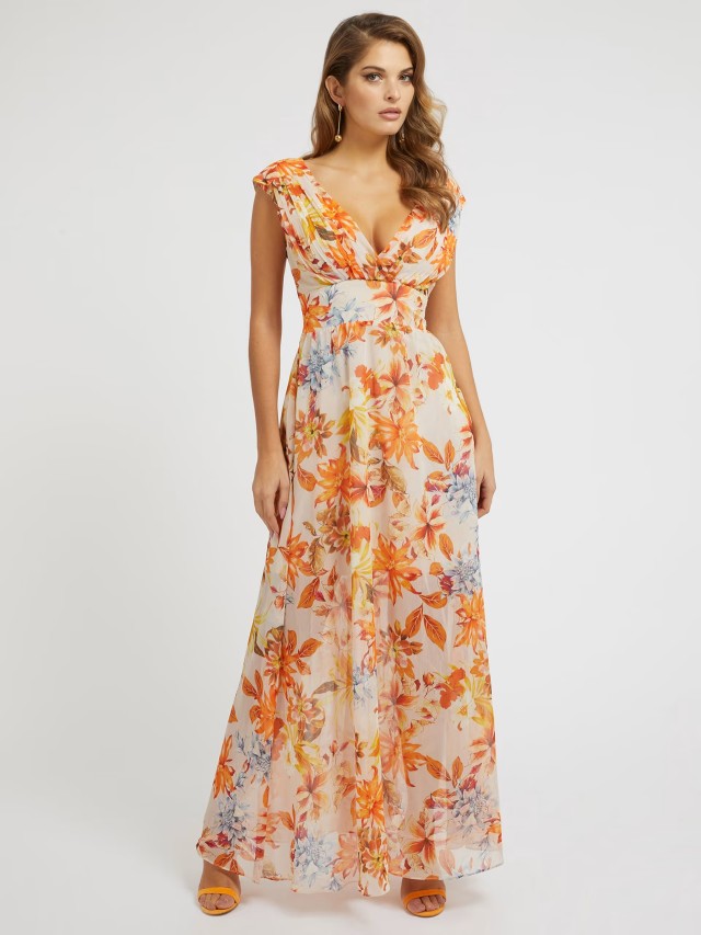 Guess Sl Gilda Long Dress Γυναικείο Φόρεμα Floral