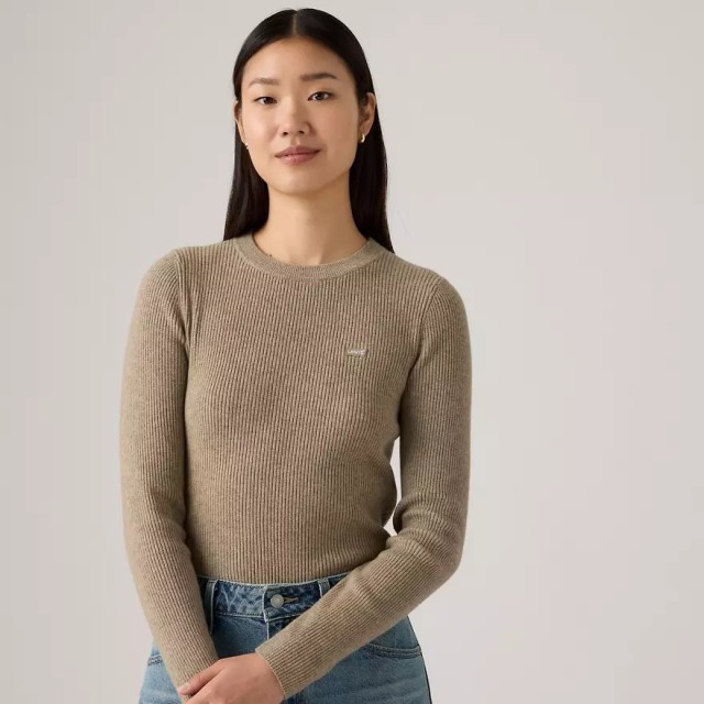 Levis Rib Crew Sweater Browns Γυναικεία Πλεκτό Καφέ