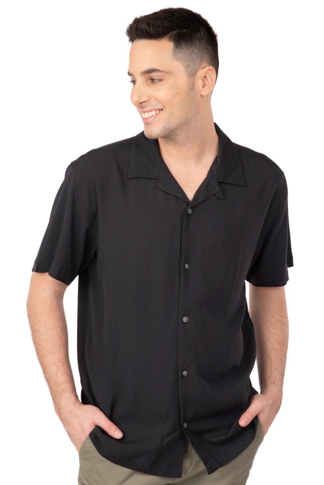 Rebase Shirts Byron Short Sleeve Ανδρικο Πουκαμισο Κοντομανικο Μαυρο